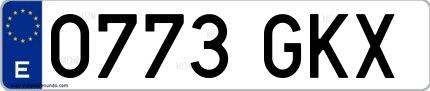 Ejemplo de matrícula española 0773 GKX