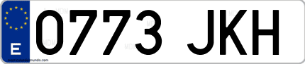 Ejemplo de matrícula de coche ordinaria 0773 JKH