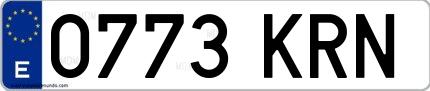 Ejemplo de matrícula española 0773 KRN