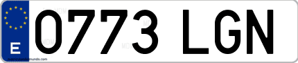 Ejemplo de matrícula de coche ordinaria 0773 LGN
