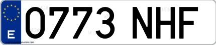Ejemplo de matrícula española 0773 NHF