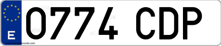 Ejemplo de matrícula de coche ordinaria 0774 CDP
