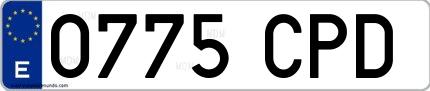 Ejemplo de matrícula española 0775 CPD