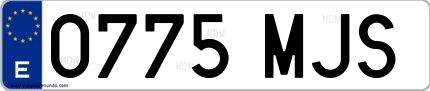 Ejemplo de matrícula española 0775 MJS