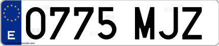 Ejemplo de matrícula de coche ordinaria 0775 MJZ