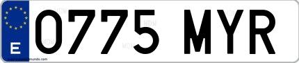 Ejemplo de matrícula española 0775 MYR