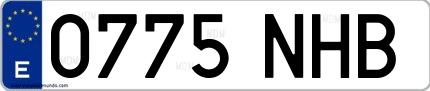 Ejemplo de matrícula española 0775 NHB