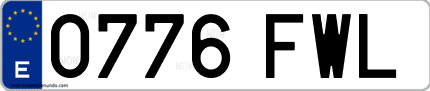 Ejemplo de matrícula de coche ordinaria 0776 FWL