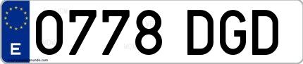 Ejemplo de matrícula española 0778 DGD