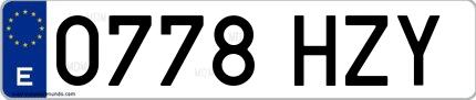 Ejemplo de matrícula española 0778 HZY