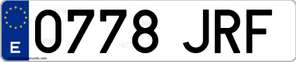 Ejemplo de matrícula de coche ordinaria 0778 JRF