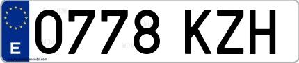 Ejemplo de matrícula española 0778 KZH