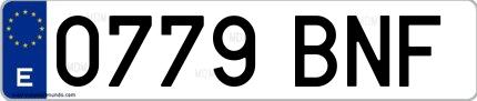 Ejemplo de matrícula española 0779 BNF