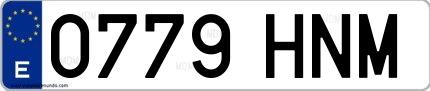 Ejemplo de matrícula española 0779 HNM