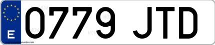 Ejemplo de matrícula española 0779 JTD
