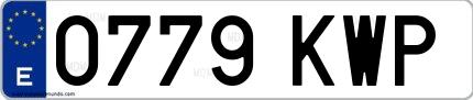 Ejemplo de matrícula española 0779 KWP