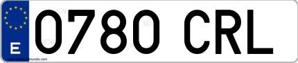 Ejemplo de matrícula española 0780 CRL