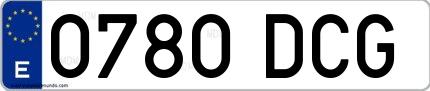 Ejemplo de matrícula española 0780 DCG