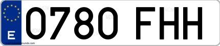 Ejemplo de matrícula española 0780 FHH