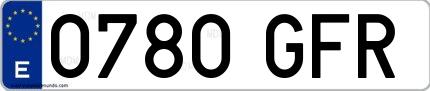 Ejemplo de matrícula española 0780 GFR