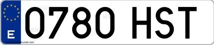 Ejemplo de matrícula española 0780 HST