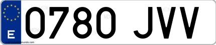 Ejemplo de matrícula española 0780 JVV