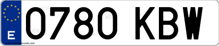 Ejemplo de matrícula de coche ordinaria 0780 KBW