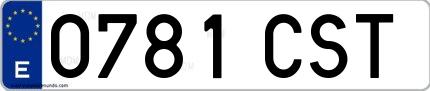 Ejemplo de matrícula española 0781 CST