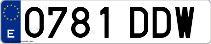 Ejemplo de matrícula de coche ordinaria 0781 DDW