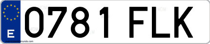 Ejemplo de matrícula de coche ordinaria 0781 FLK