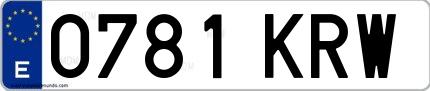 Ejemplo de matrícula española 0781 KRW