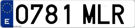 Ejemplo de matrícula española 0781 MLR