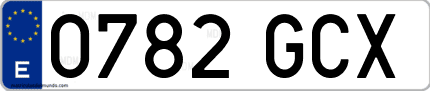 Ejemplo de matrícula de coche ordinaria 0782 GCX