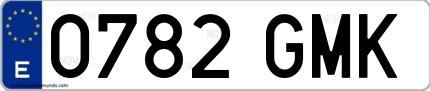 Ejemplo de matrícula española 0782 GMK