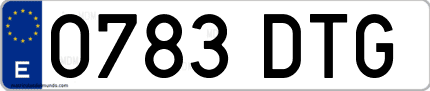 Ejemplo de matrícula de coche ordinaria 0783 DTG