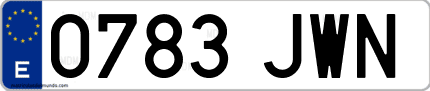 Ejemplo de matrícula de coche ordinaria 0783 JWN