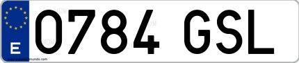 Ejemplo de matrícula española 0784 GSL