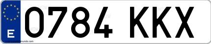 Ejemplo de matrícula española 0784 KKX