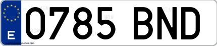 Ejemplo de matrícula española 0785 BND