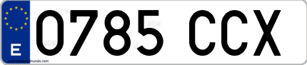 Ejemplo de matrícula de coche ordinaria 0785 CCX