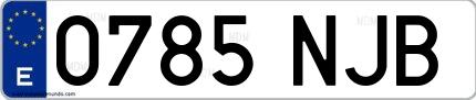 Ejemplo de matrícula española 0785 NJB
