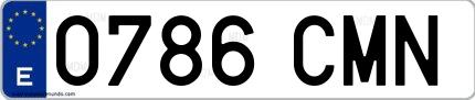 Ejemplo de matrícula española 0786 CMN
