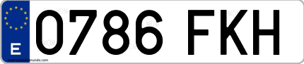 Ejemplo de matrícula de coche ordinaria 0786 FKH