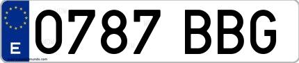 Ejemplo de matrícula española 0787 BBG