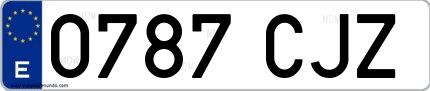 Ejemplo de matrícula española 0787 CJZ