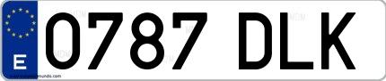 Ejemplo de matrícula española 0787 DLK