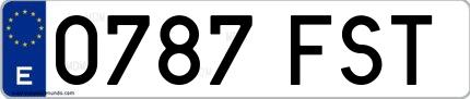 Ejemplo de matrícula española 0787 FST