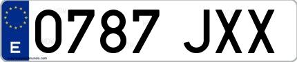 Ejemplo de matrícula española 0787 JXX