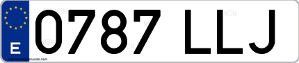 Ejemplo de matrícula de coche ordinaria 0787 LLJ