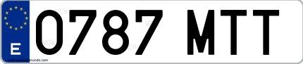 Ejemplo de matrícula española 0787 MTT